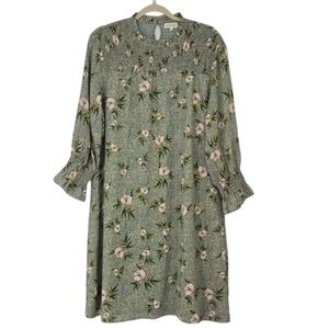 Roolee Tucson Smocked Floral Mini Dress Green Large NWOT